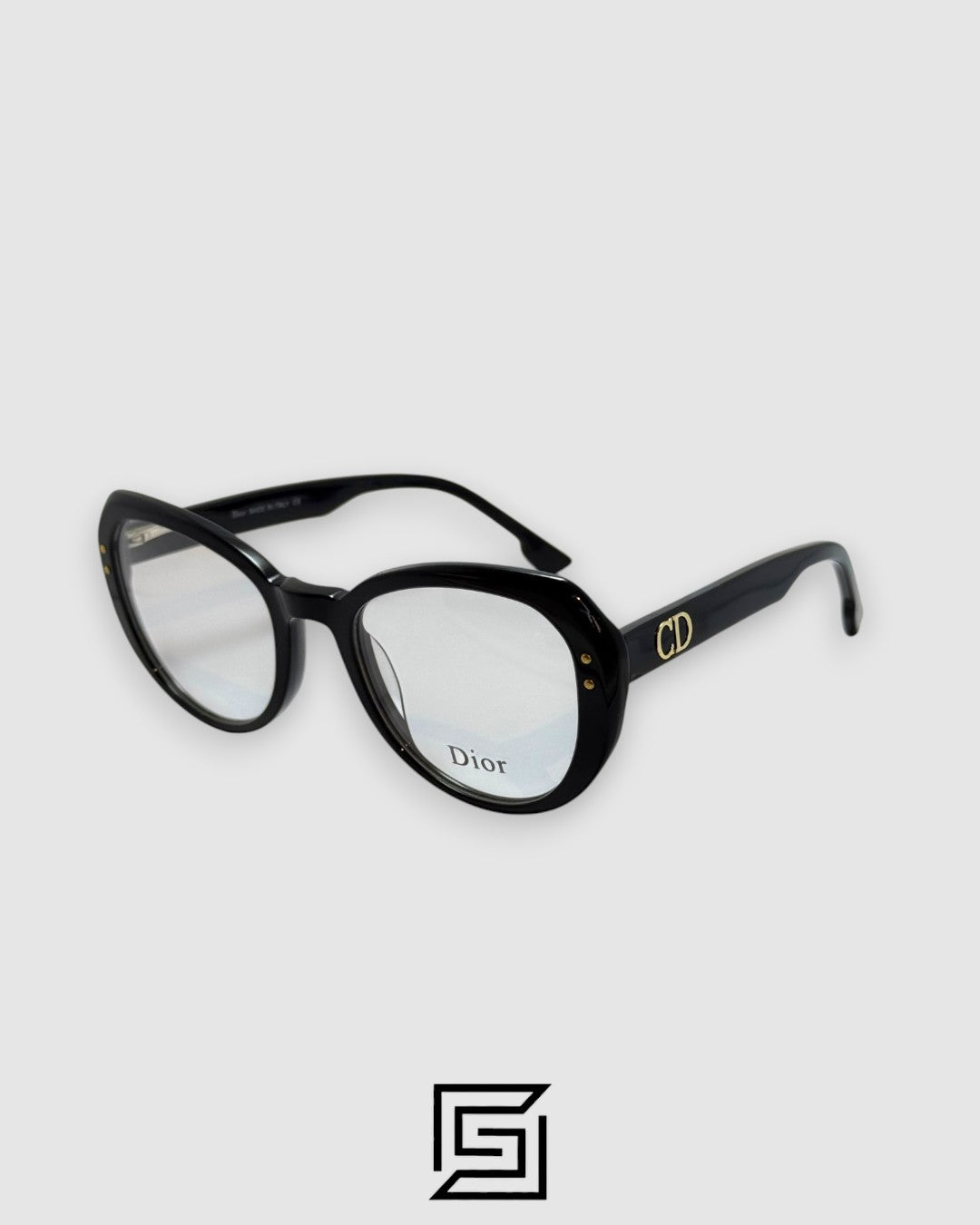 Dior CD555 Optical Glasses - Black Acetate Frame with Gold CD Logo