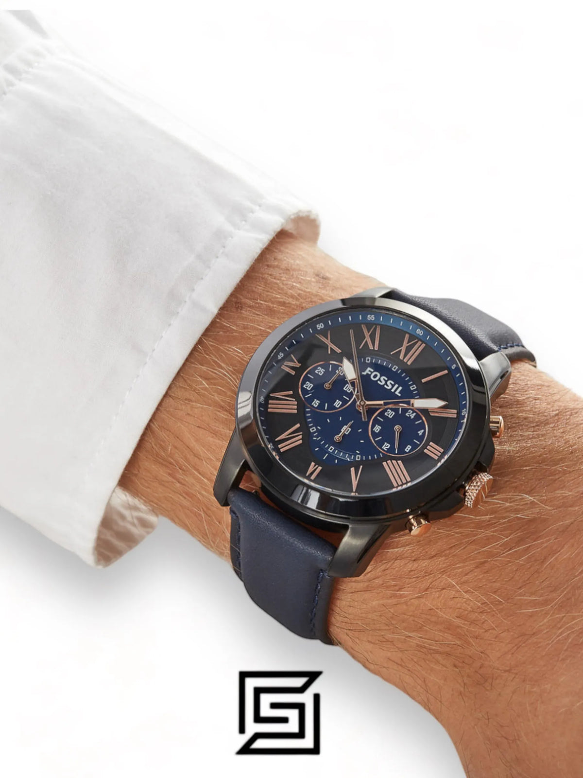 Fossil original-watches Grant Chronograph Navy Leather Watch - FS5061