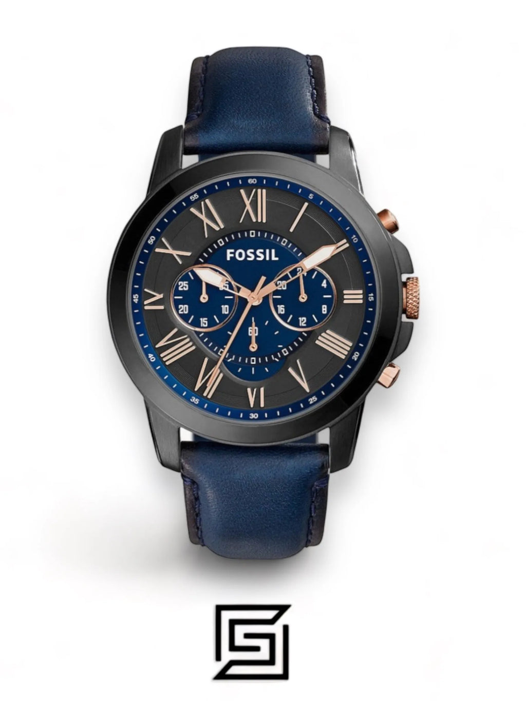 Fossil original-watches Grant Chronograph Navy Leather Watch - FS5061