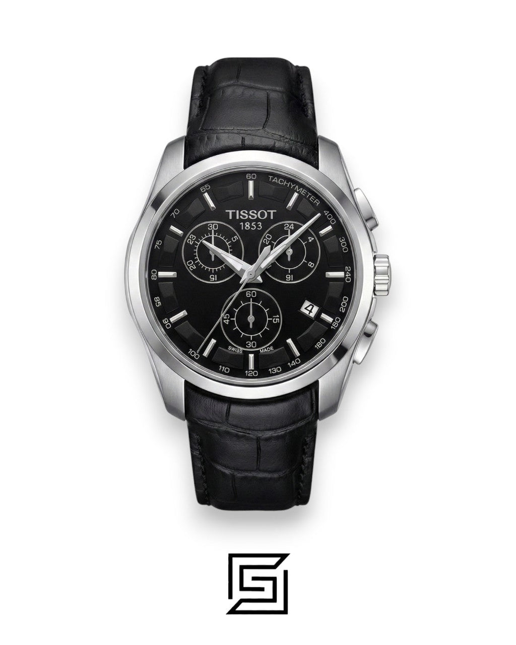 Tissot Couturier Chronograph - Black Dial - Black Leather Strap - Japanese Quartz