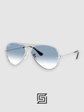 Ray Ban RB3044 AVIATOR SMALL 52 Sunglasses Unisex - silver_blue
