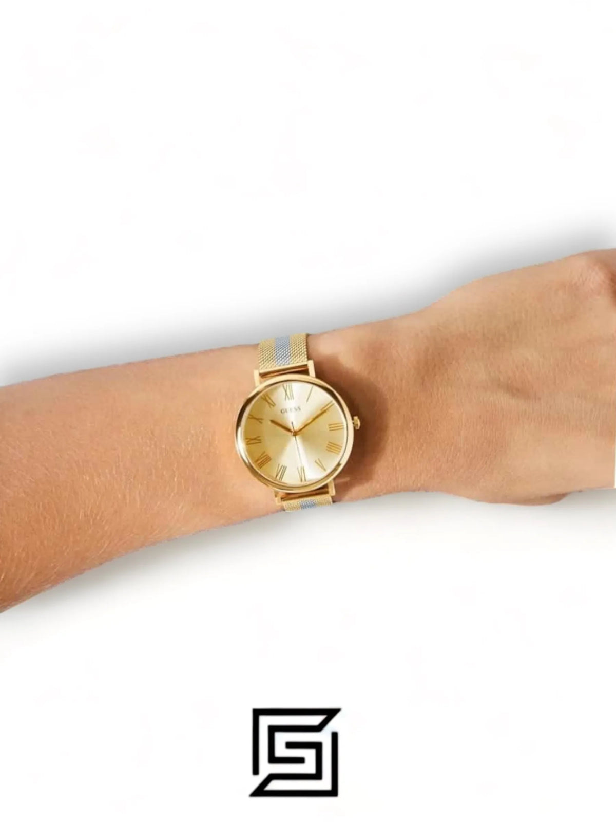 Guess original-watches Women's Lenox Stainless Steel Mesh Gold Dial Watch - U1155L3
