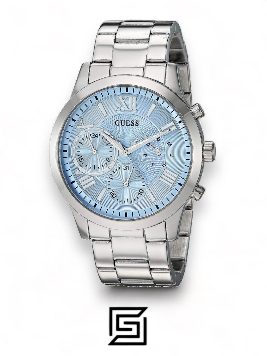 Guess original-watches Women's Silver Stainless Steel Analog Blue Dial Quartz Watch - U1070L4