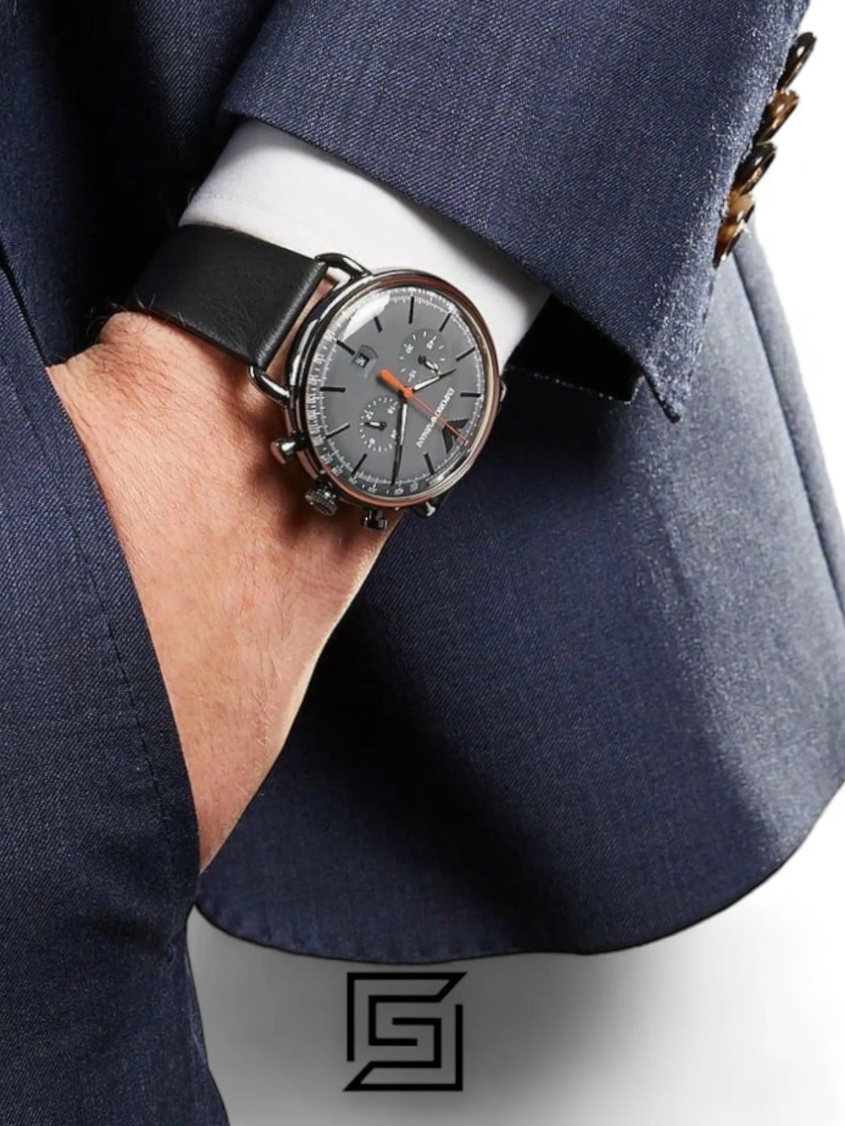 Armani watches Mens Chronograph Quartz Watch with Leather Strap - AR11168