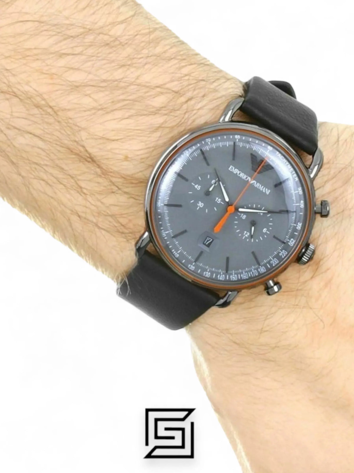 Armani watches Mens Chronograph Quartz Watch with Leather Strap - AR11168
