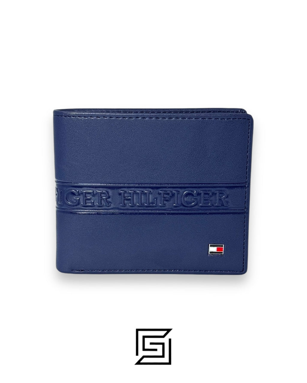 TOMMY SINGLE WALLET W HILLFIGER HARD LOGO IN MIDDLE /BLUE