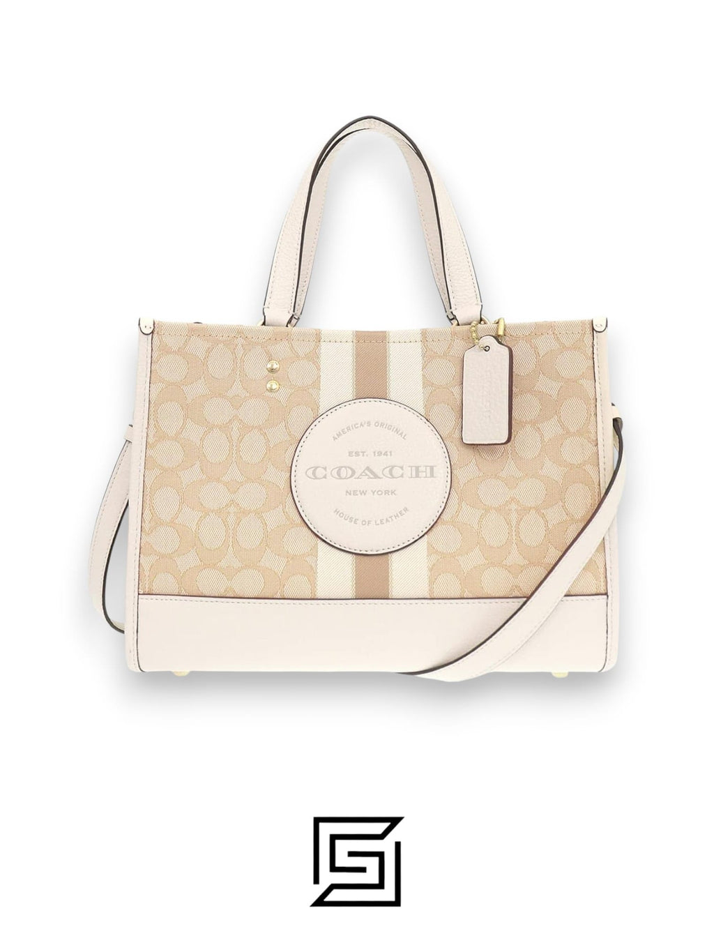 Dempsey Signature Jacquard Tote with Coach Stripe and Patch Style No. C8448 Big Size