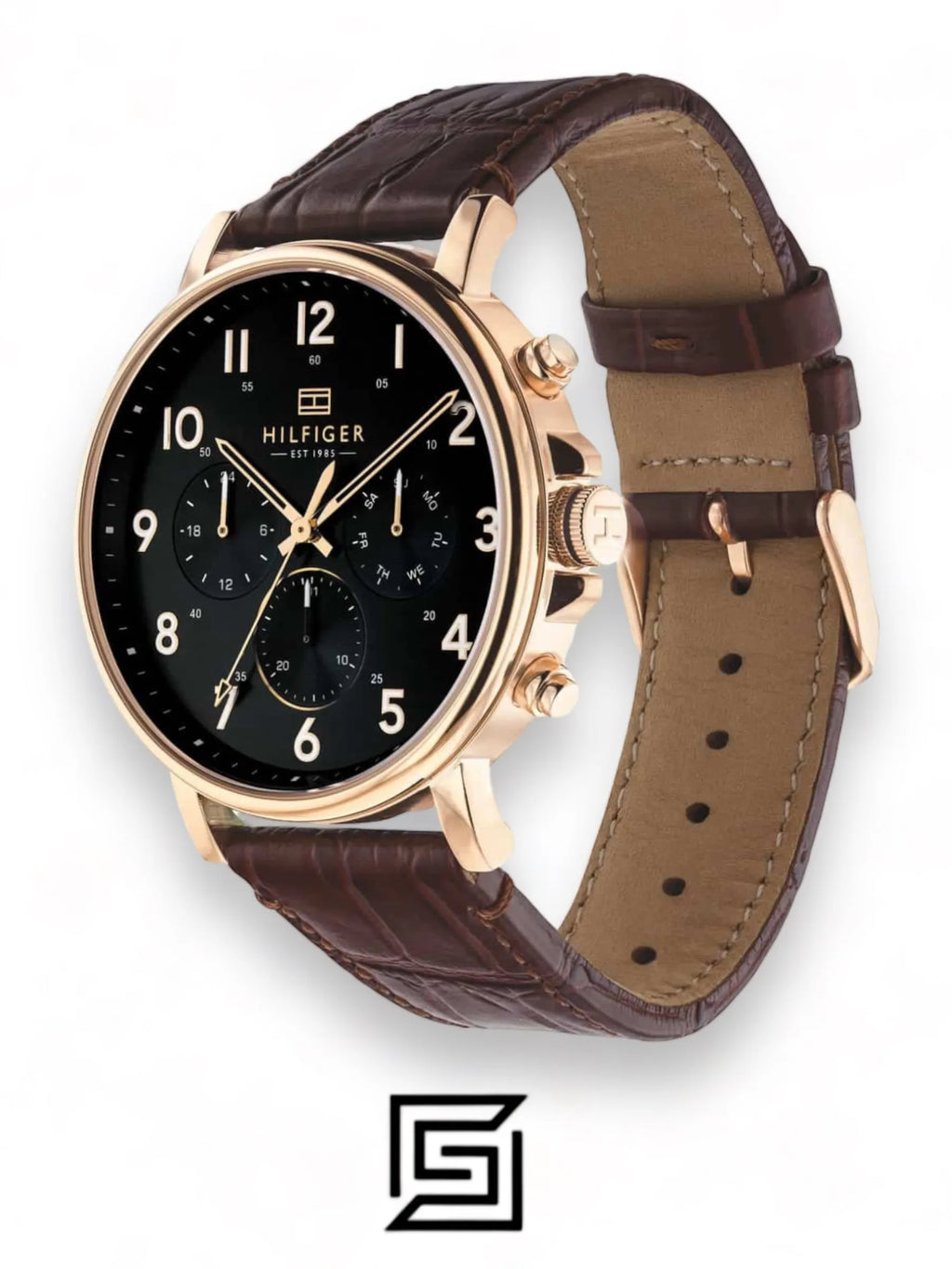 Tommy Hilfiger watches Men's Black Dial Leather Band Watch - 1710379
