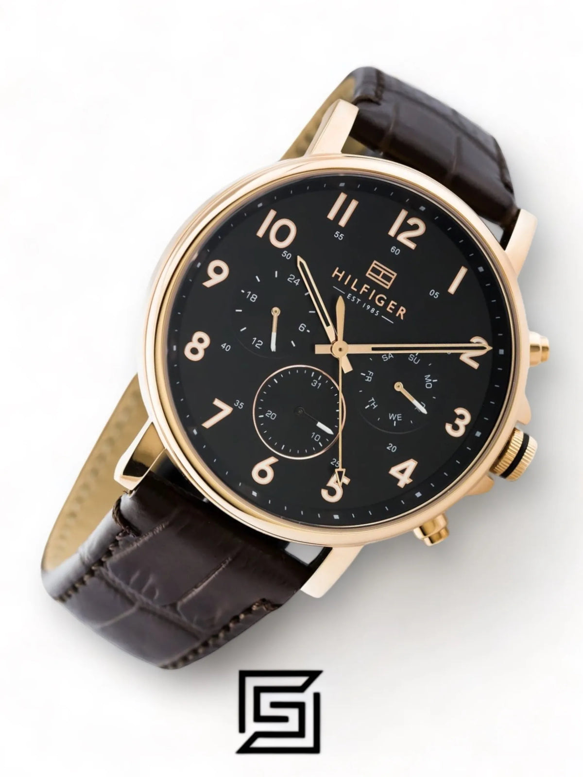 Tommy Hilfiger watches Men's Black Dial Leather Band Watch - 1710379