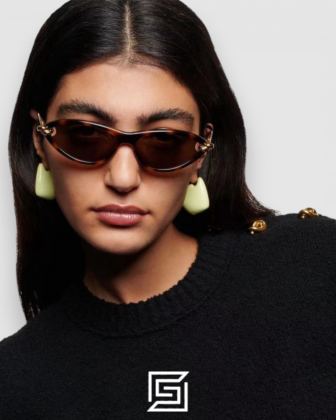 Bottega Veneta BV1390S 007 Black Lenses With Black Frame Silver Arm Sunglasses