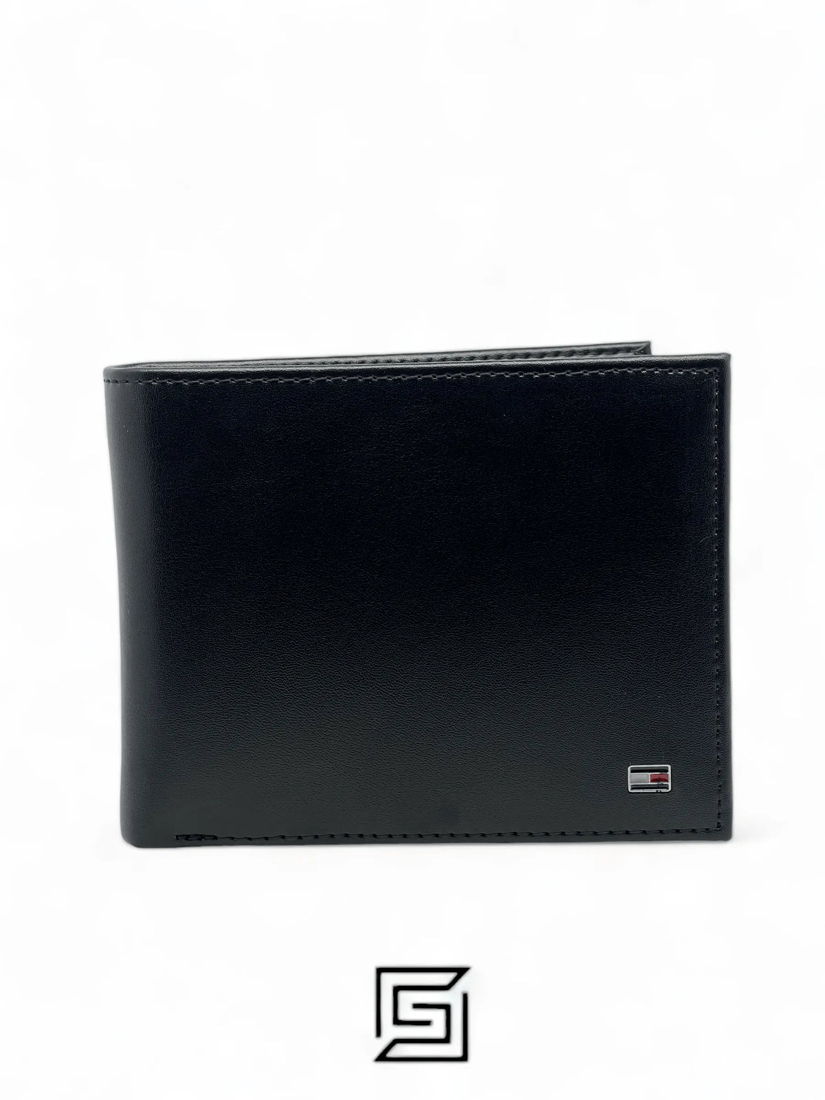 leather TOMMY SINGLE WALLET W FLAT METAL LOGO FLAT PATTERN BIG SIZE/BLACK
