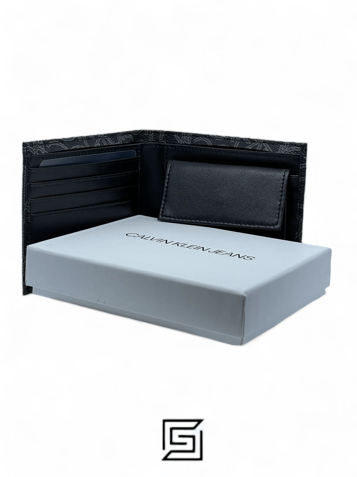leather CK SINGLE WALLET CK LOGO PRINT PATTIERN /BLACK