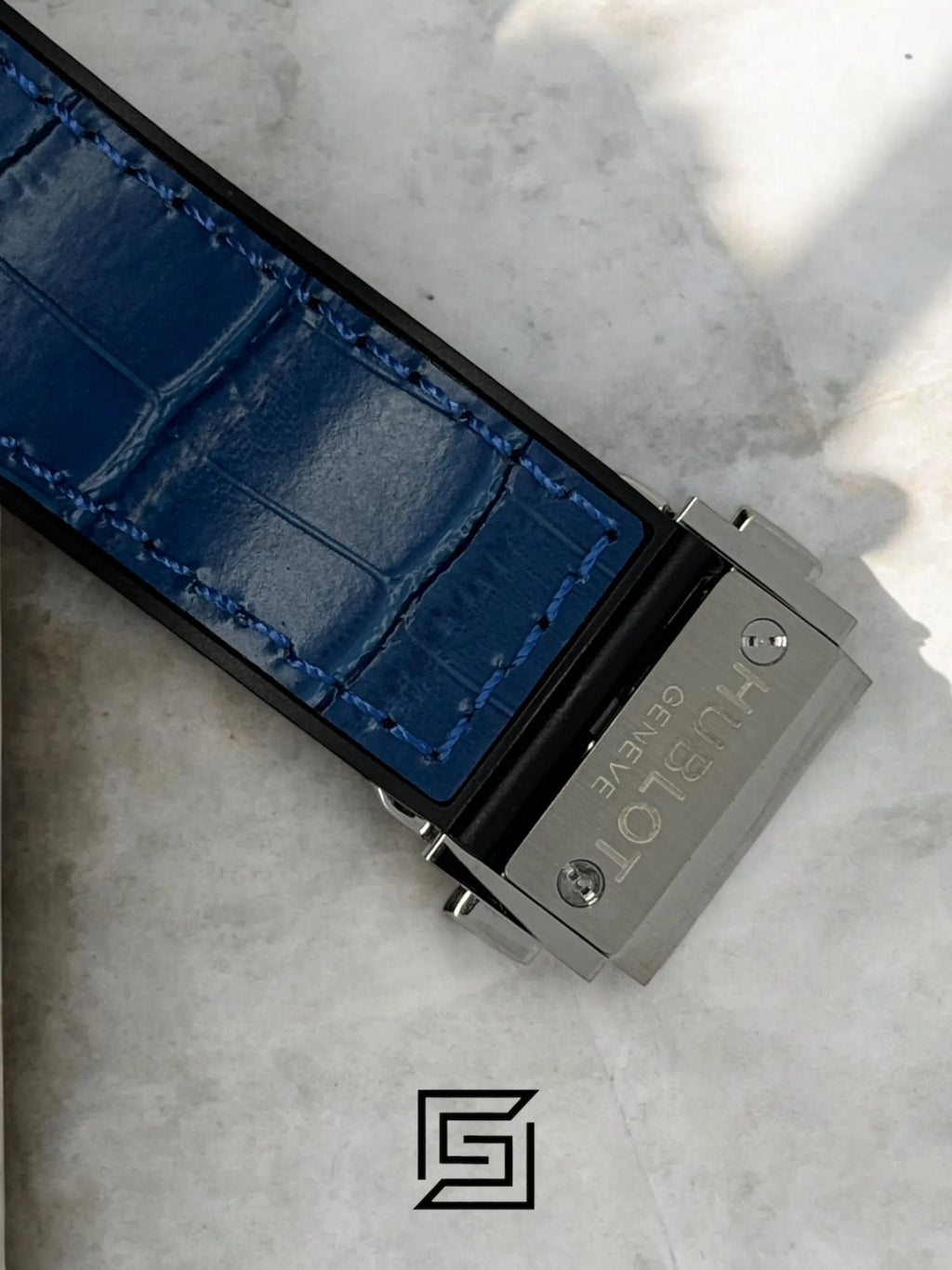 Hublot Classic Fusion Chronograph - Silver - Blue Dial - Blue Leather Strap