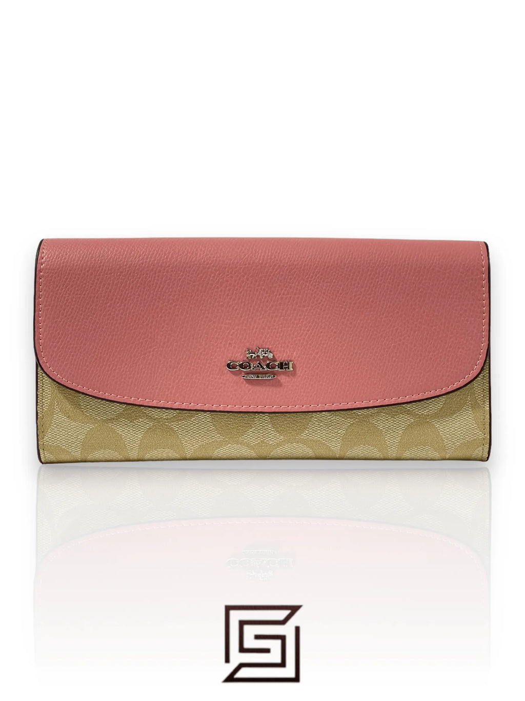 Coach Slim Envelope Wallet In Signature Canvas Pink Style No. F54022