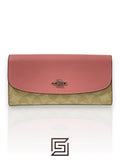 Coach Slim Envelope Wallet In Signature Canvas Pink Style No. F54022