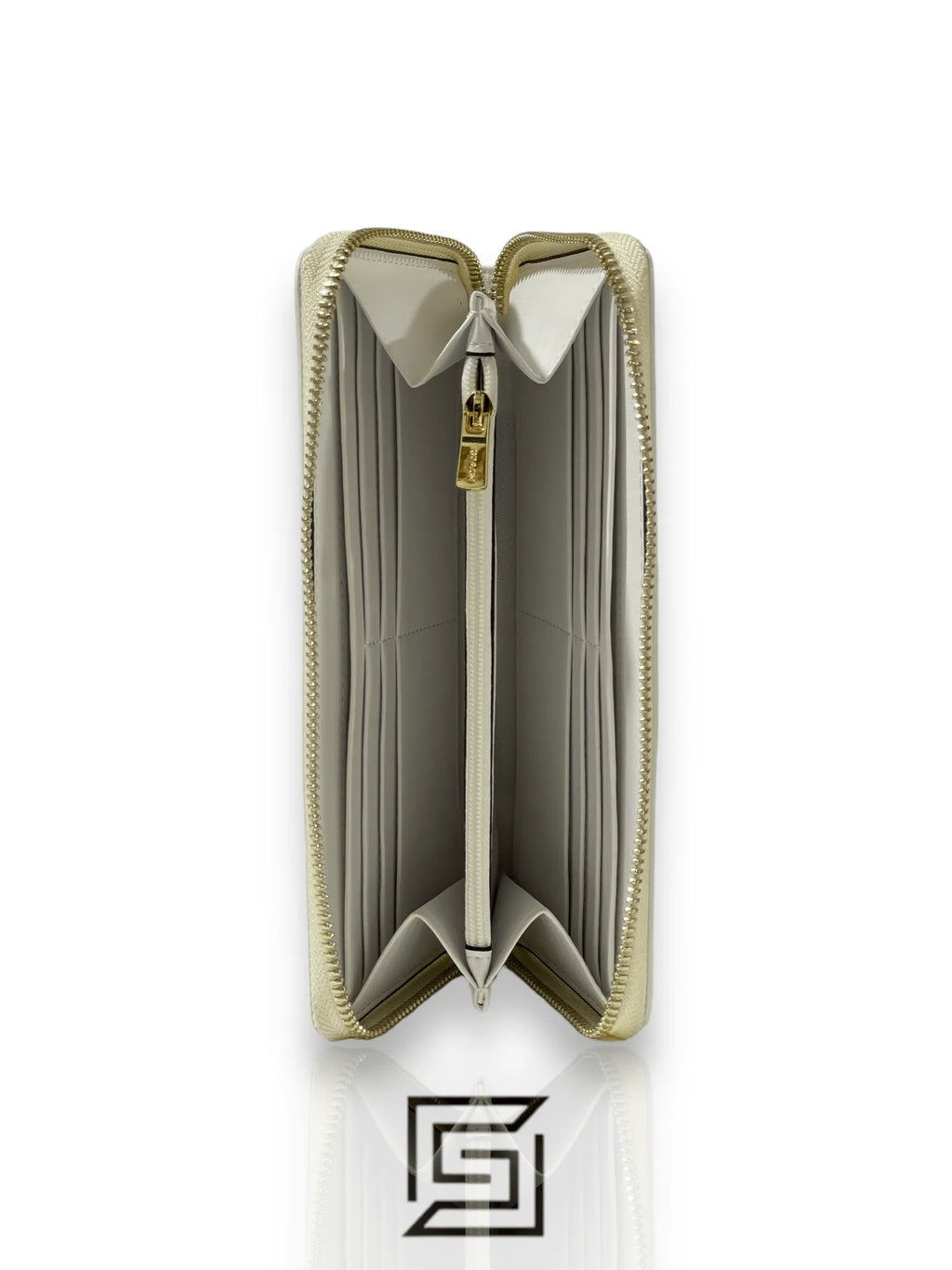 Coach Accordion Zip Wallet In Signature Canvas Khaki & White Style No. F54630