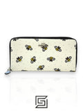 COACH Coach Long Wallet Bee Round Zip Wallet Accordion White Light Blue F23498