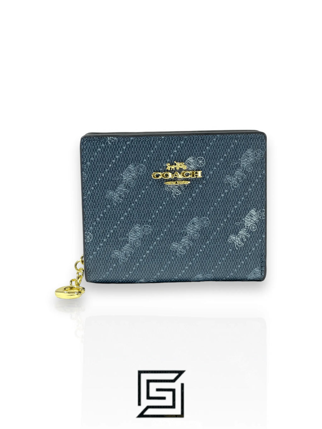 Snap Wallet With Horse And Carriage Dot Print Grey C4104