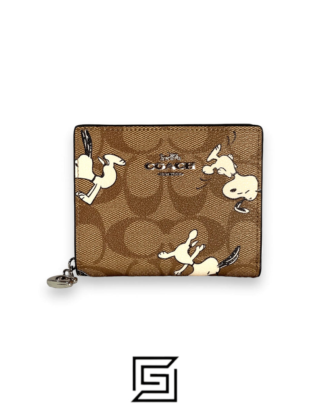 COACH x PEANUTS Snoopy Print Signature Snap Wallet Limited pattern C4591