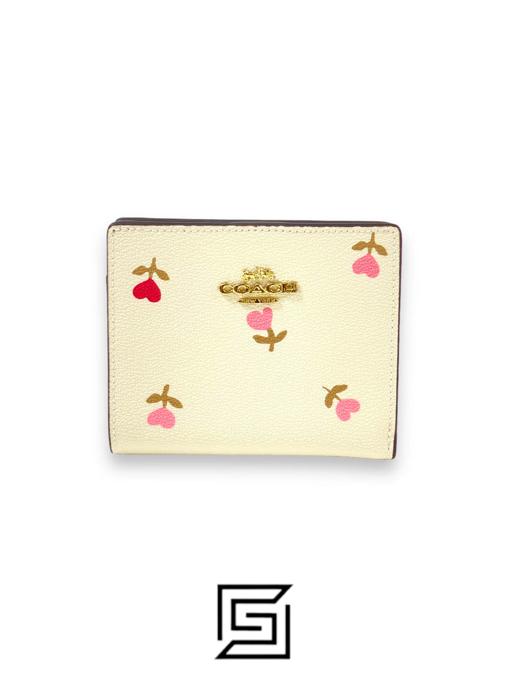 Coach Snap Wallet With Heart Floral Print White Style No. C2868