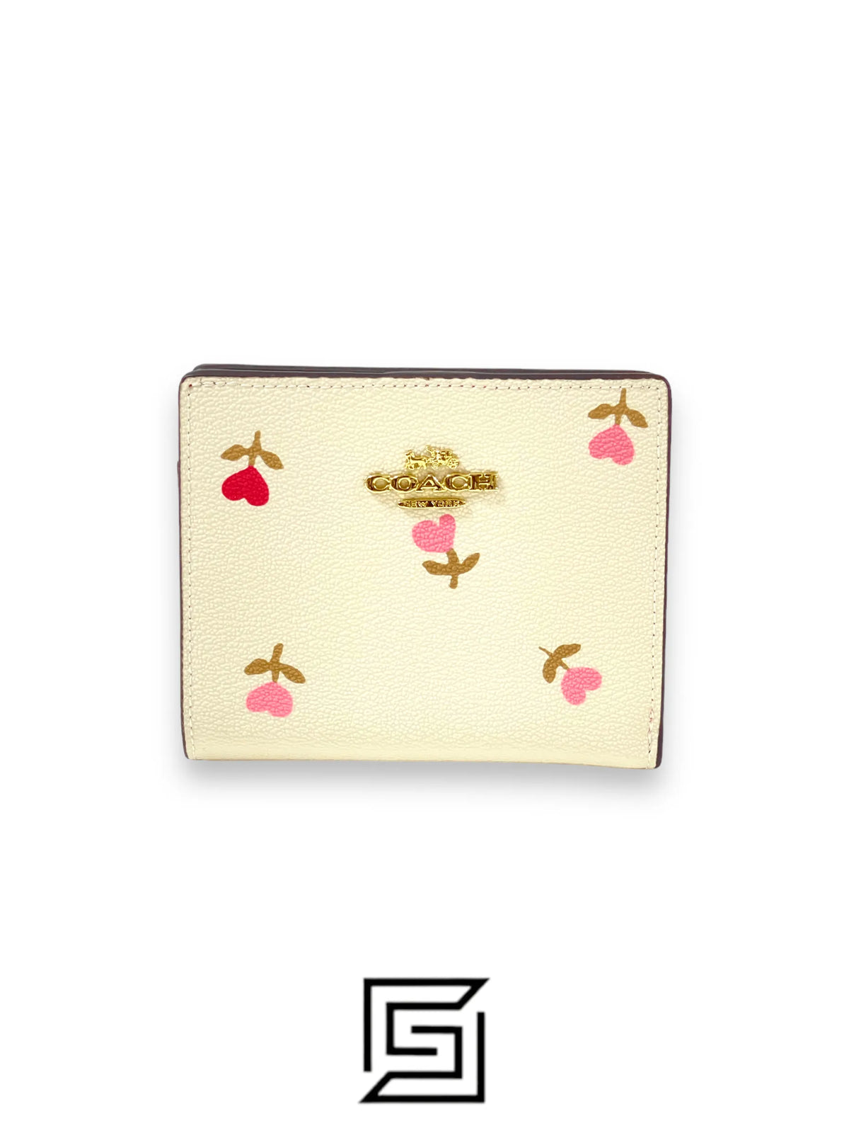 Coach Snap Wallet With Heart Floral Print White Style No. C2868
