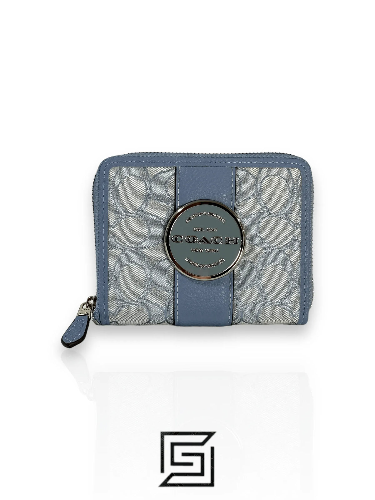 Coach Lonnie Small Zip Around Wallet In Signature Jacquard Blue – Style No. C8323