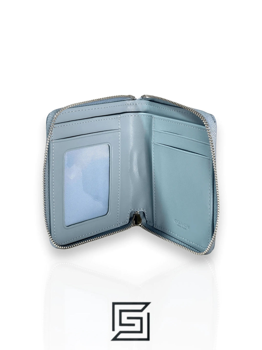 Coach Lonnie Small Zip Around Wallet In Signature Jacquard Blue – Style No. C8323