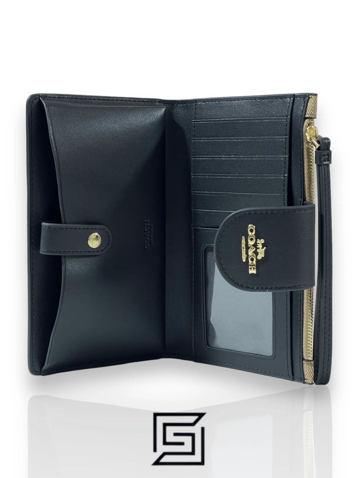 Coach wallets Phone Wallet In Colorblock Signature Canvas Brown x Black Style No. C2874