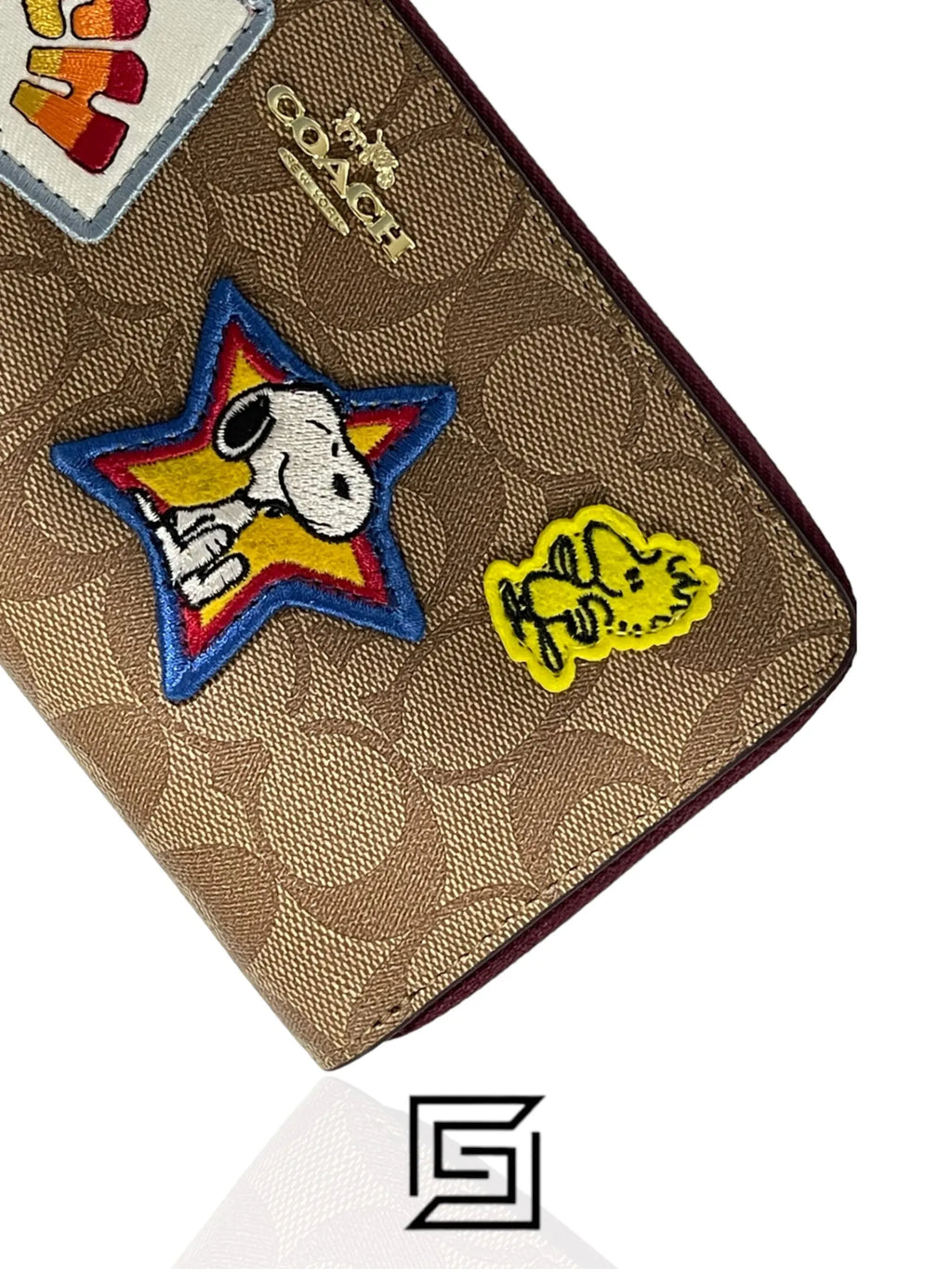 Coach X Peanuts Long Zip Around Wallet In Signature Canvas With Varsity Patches C4598