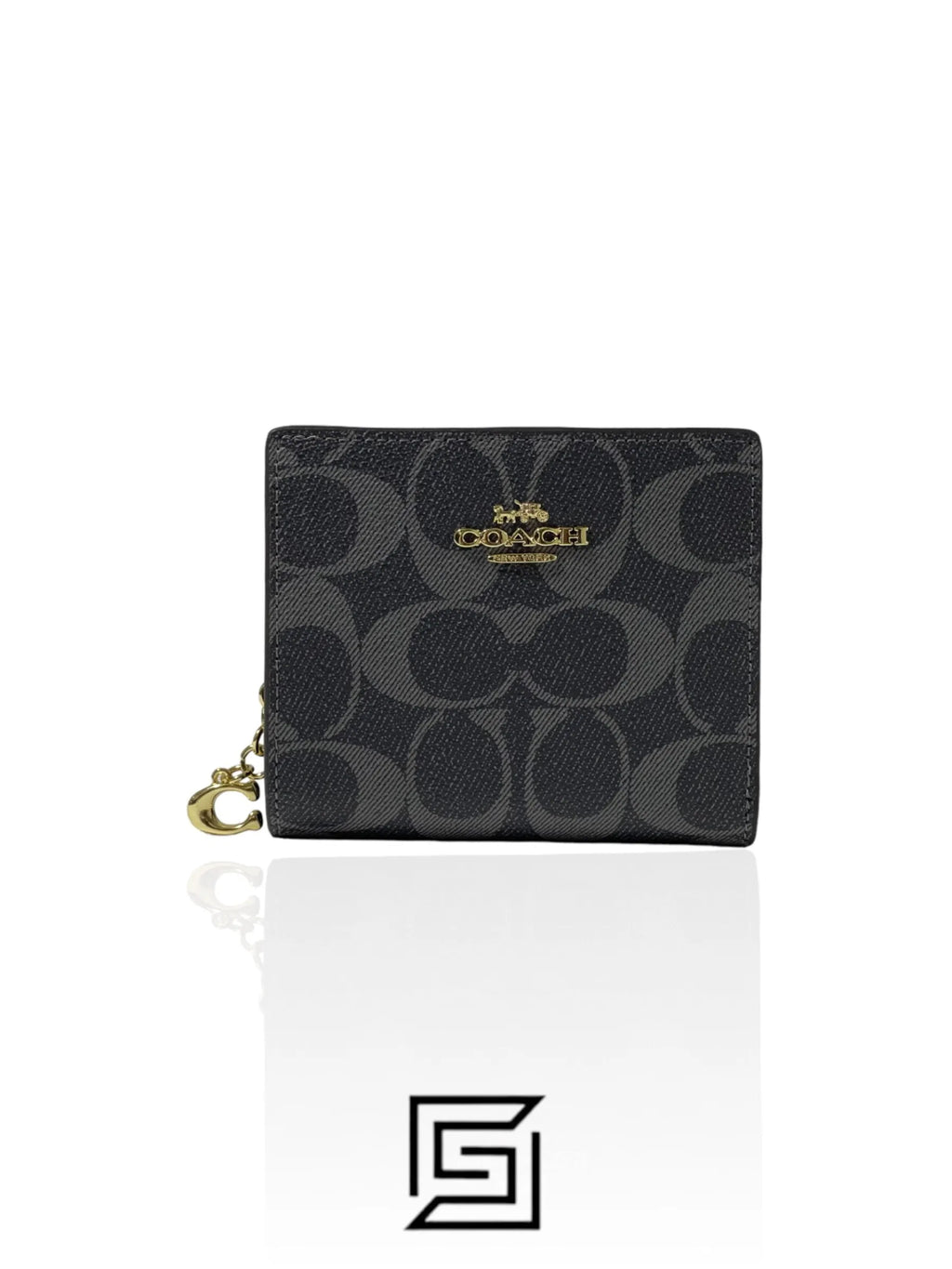 Coach Snap Wallet In Signature Canvas GREY C3309
