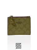 Snap Card Case In Signature Canvas F78002 Beige and Pink