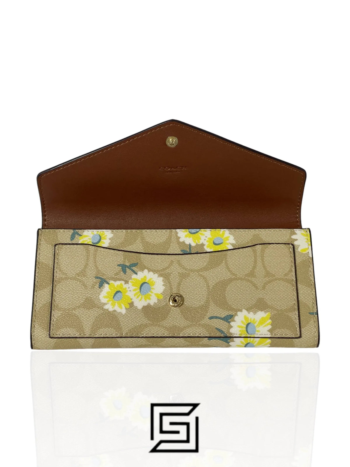 Slim Envelope Wallet In Signature Canvas With Daisy Print C3721