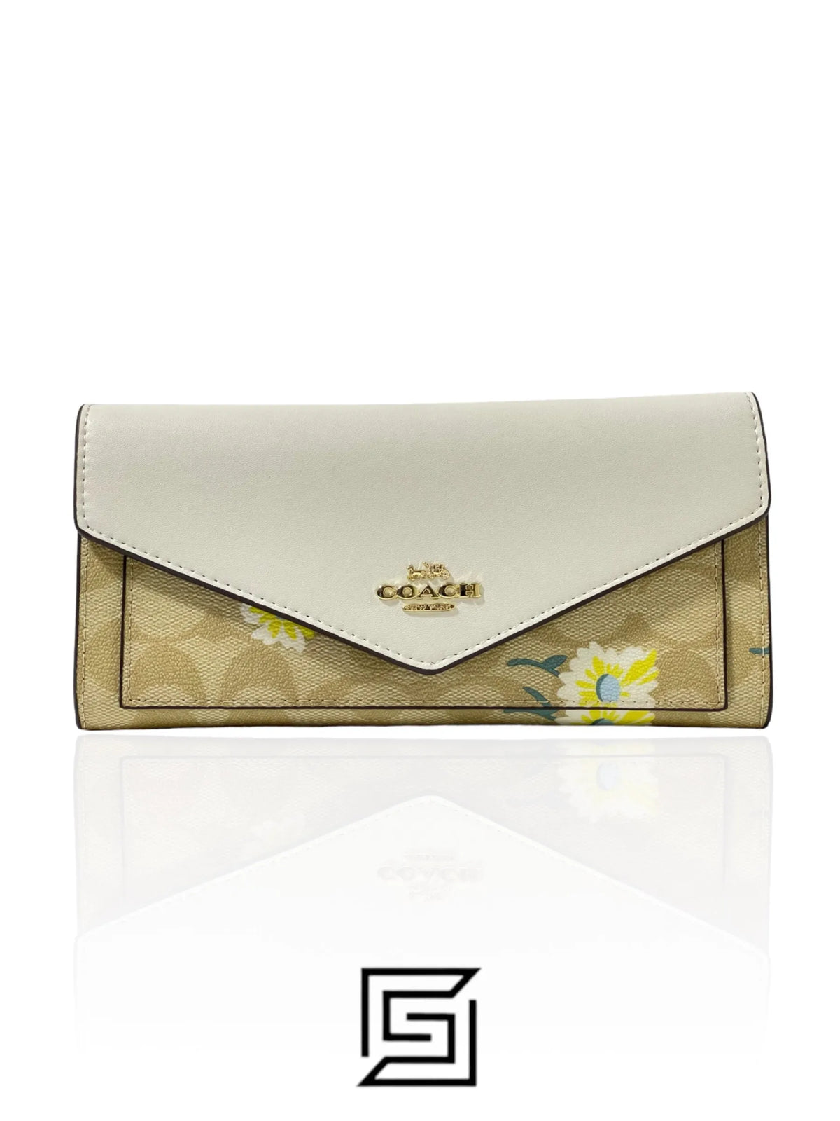 Slim Envelope Wallet In Signature Canvas With Daisy Print C3721
