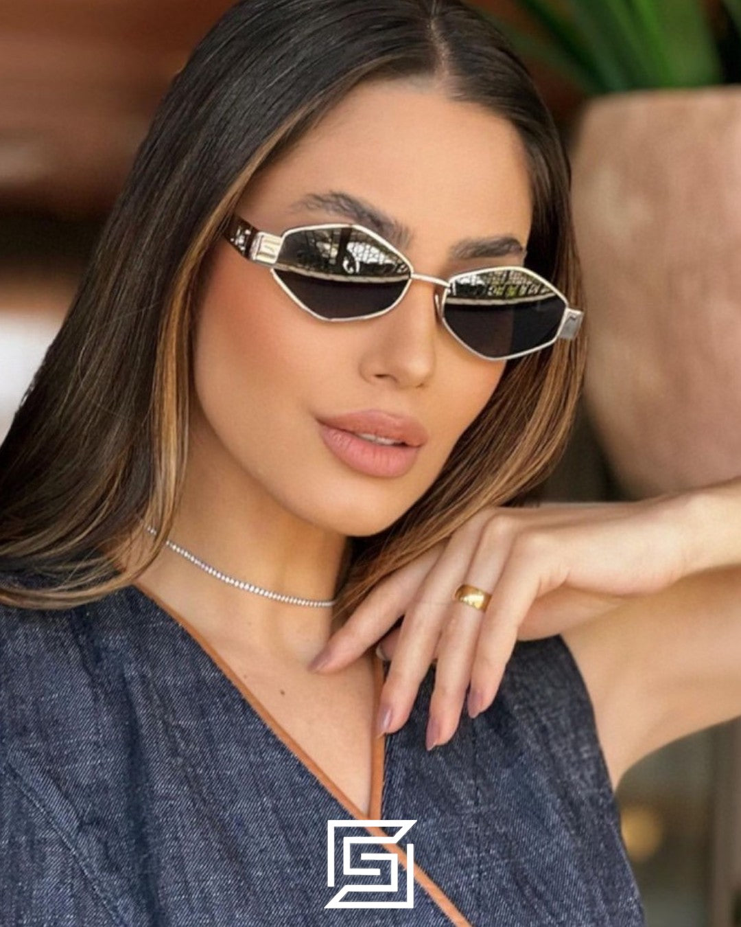 CELINE CL40254U Olive Lenses Gold Frame