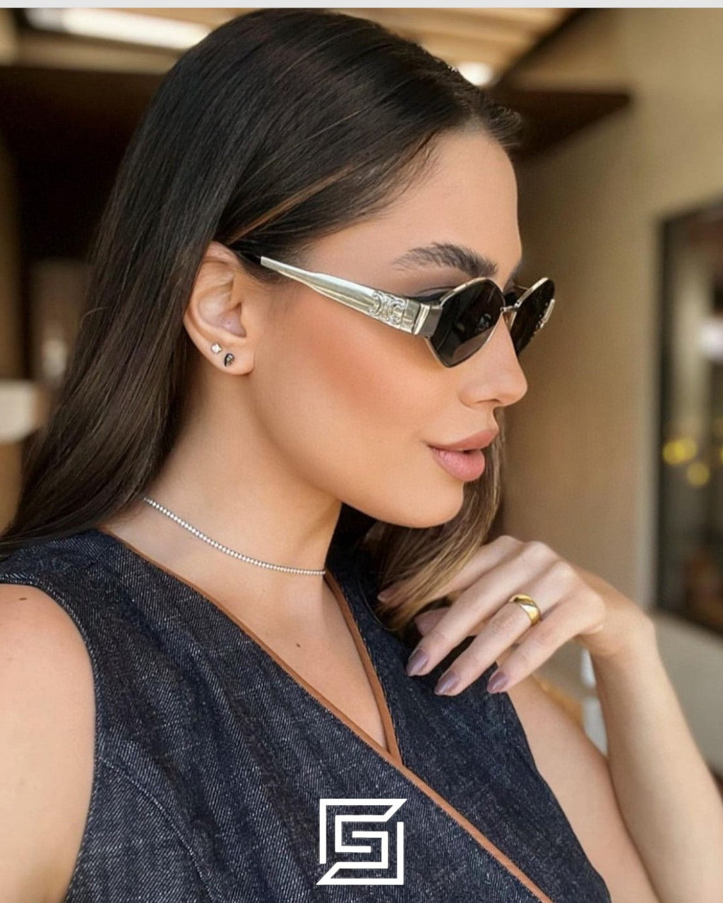 CELINE CL40254U Black Lenses Silver Frame