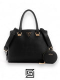 leather GUESS ALEXIE GIRLFRIEND SATCHEL BB841606 Gold acc - BLACK