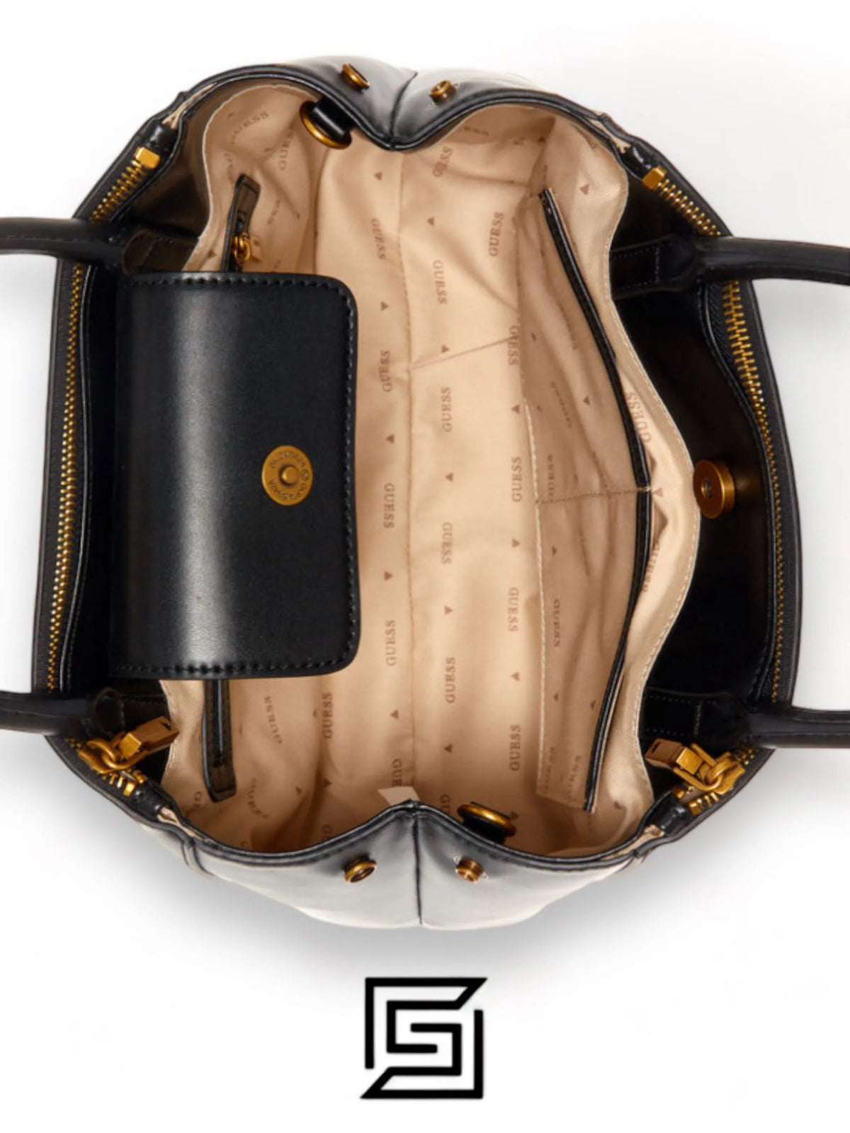 leather Guess Izzy Wide Tote SB865406 BLACK