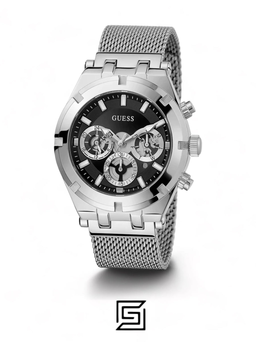 original-watches GUESS Mens Silver Tone Multi-function Watch GW0582G1