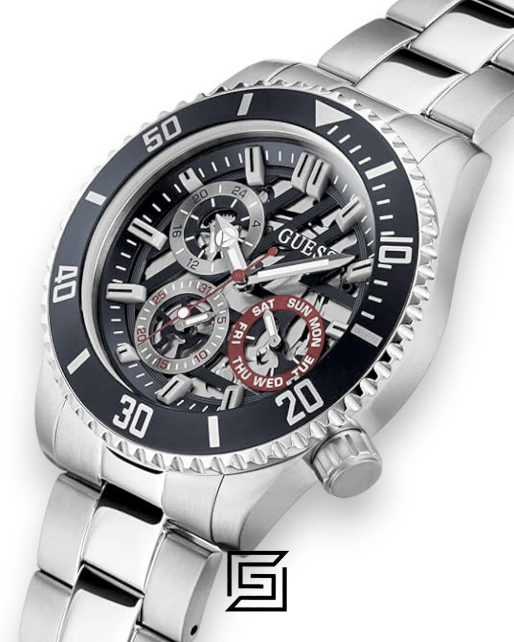 GUESS MEN SILVER TONE Analog Watch GW0488G1