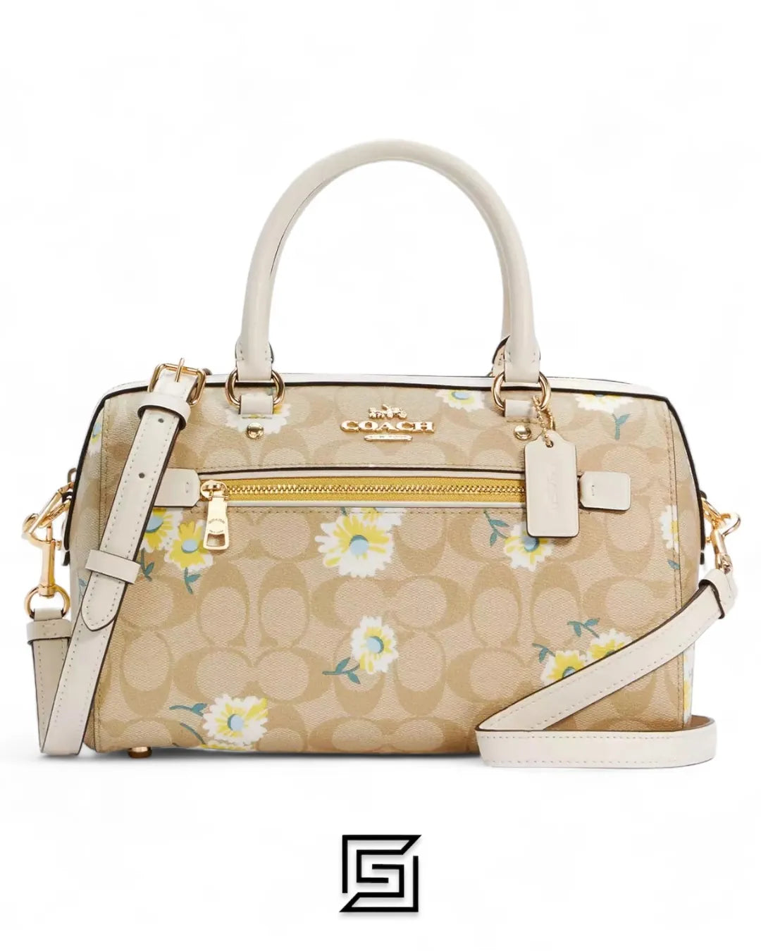 Coach leather Rowan Satchel In Signature Canvas With Daisy Print Style No. C2849