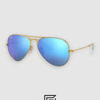 Ray Ban RB3025 AVIATOR LARGE 58 Sunglasses Unisex - GOLD-BLUE