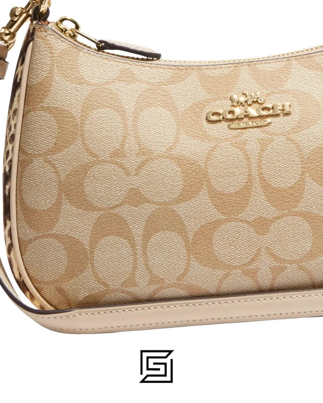 Teri Shoulder Bag In Signature Canvas Style No. CC323 Khaki