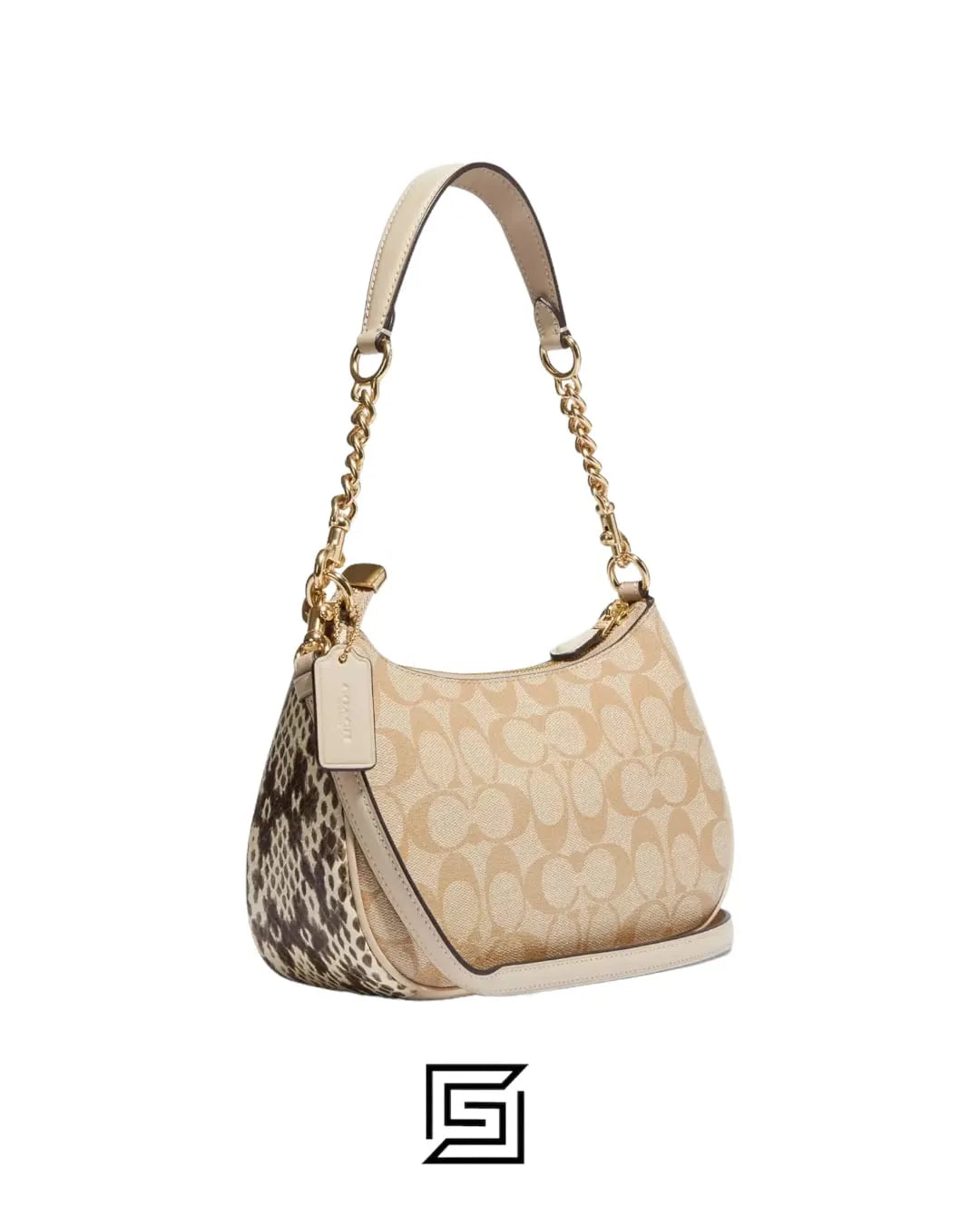 Teri Shoulder Bag In Signature Canvas Style No. CC323 Khaki