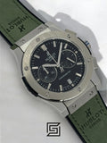 watches HUBLOT CLASSIC NEW - Green Chamois Band - Black Dial - Silver Body