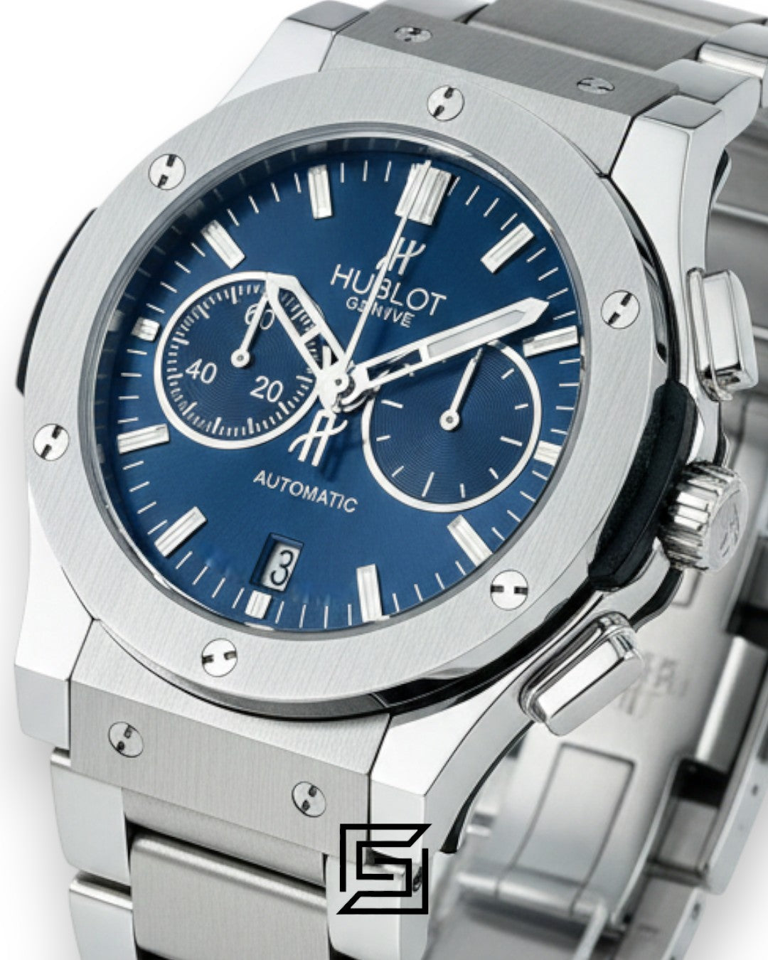 Hublot Classic Fusion Chronograph - Silver Metal - Blue Dial - Stainless Steel
