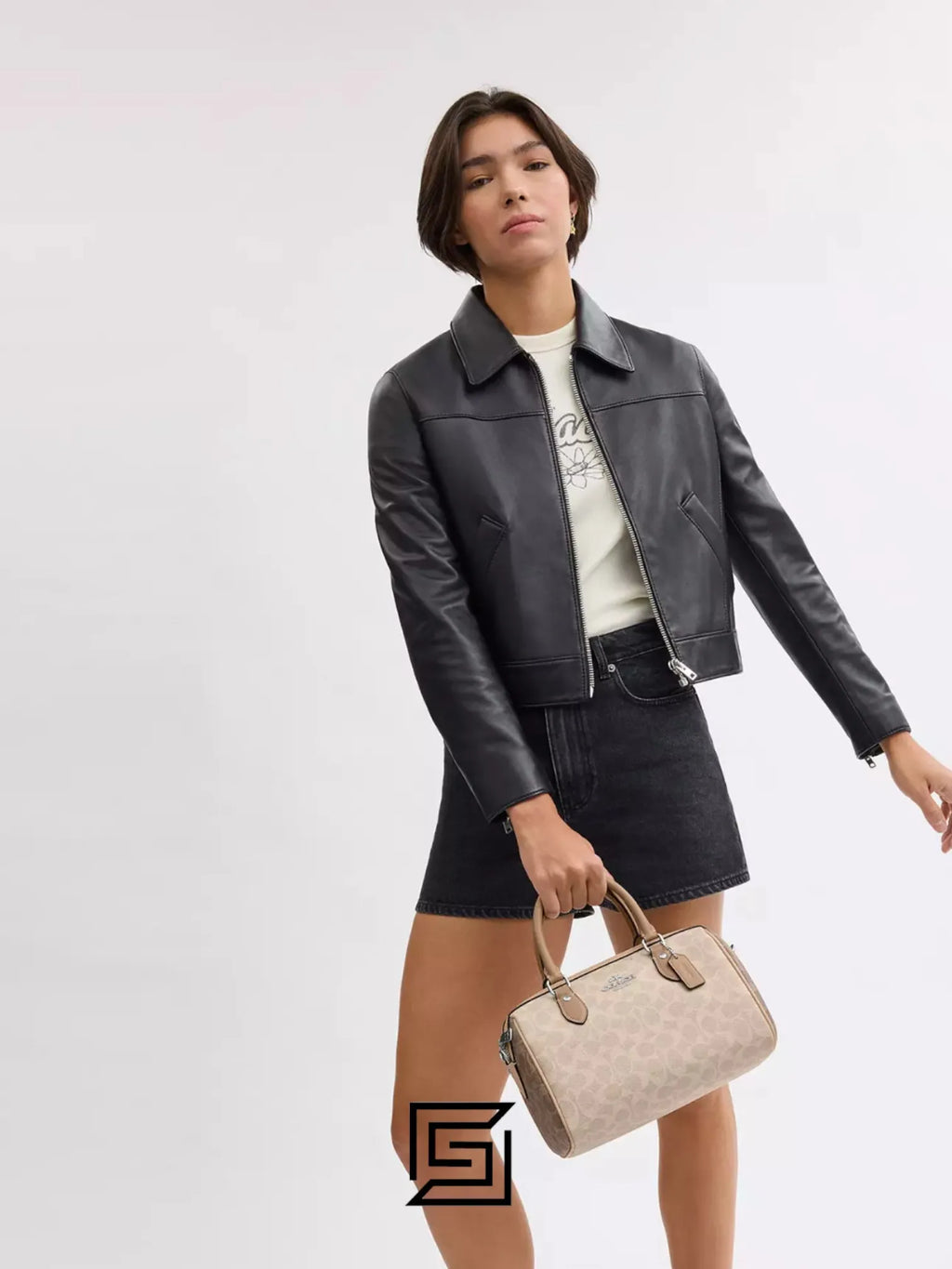Coach leather Rowan Satchel Bag In Blocked Signature Canvas CW377