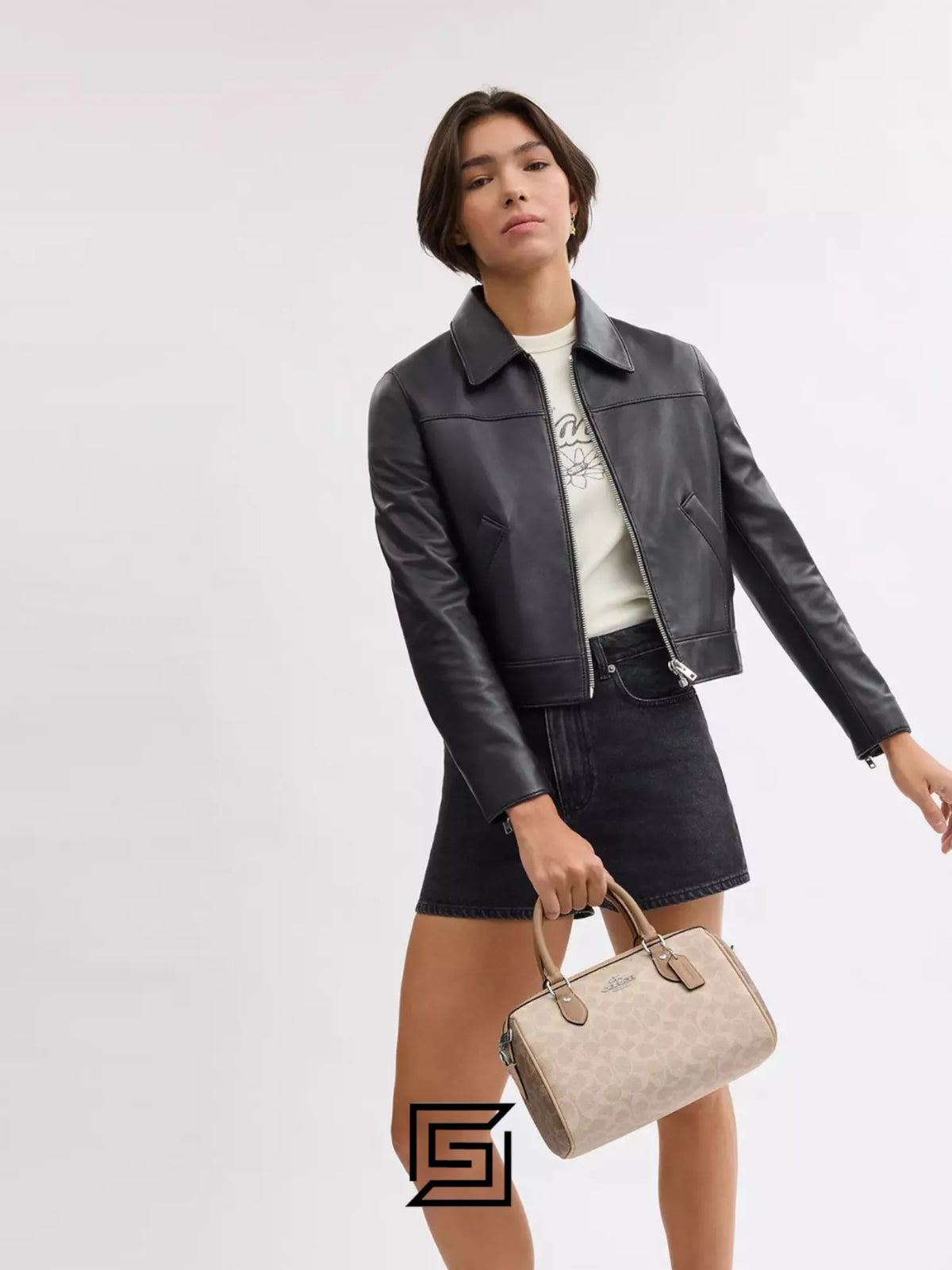 Coach leather Rowan Satchel Bag In Blocked Signature Canvas CW377
