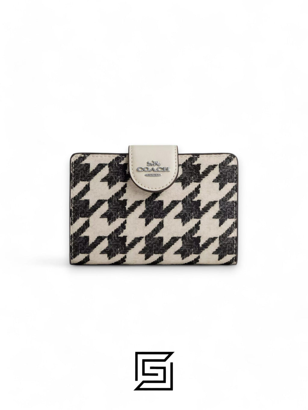 Medium Corner Zip Wallet With Houndstooth Print CJ680