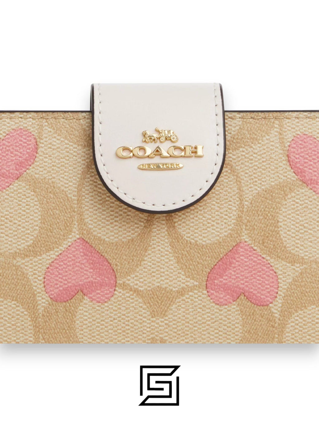 Coach Medium Corner Zip Wallet In Signature Canvas With Heart Print Style No. CQ146