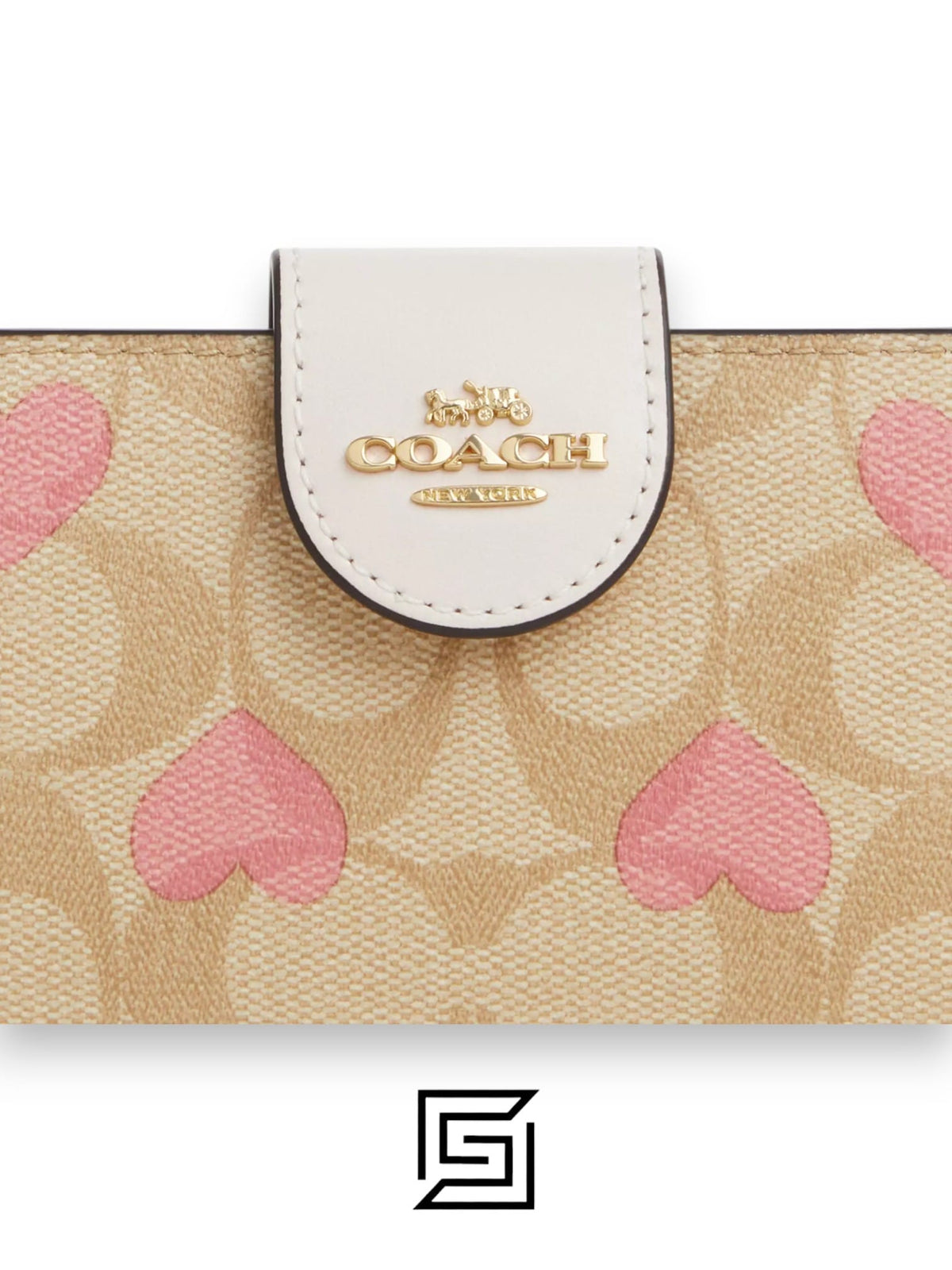 Coach Medium Corner Zip Wallet In Signature Canvas With Heart Print Style No. CQ146